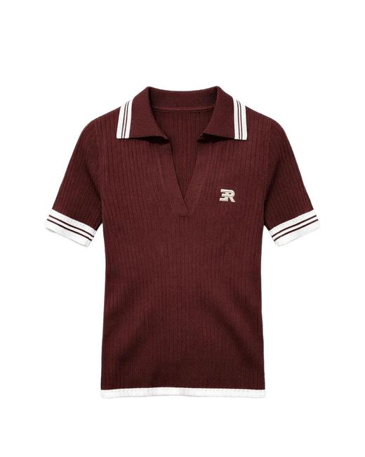 ERMANNO FIRENZE Red Striped Collar Polo Shirt