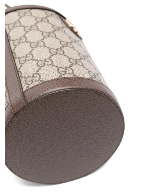 Gucci Gray Mini Ophidia Gg-Supreme Bucket Bag