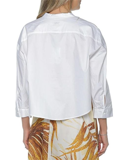 ARMANI EXCHANGE White Cropped Panelled Shirt