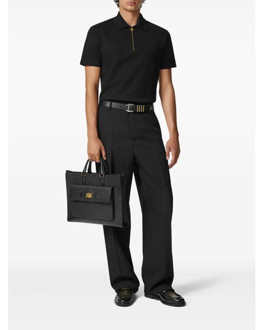 Versace Black Cotton Polo for men