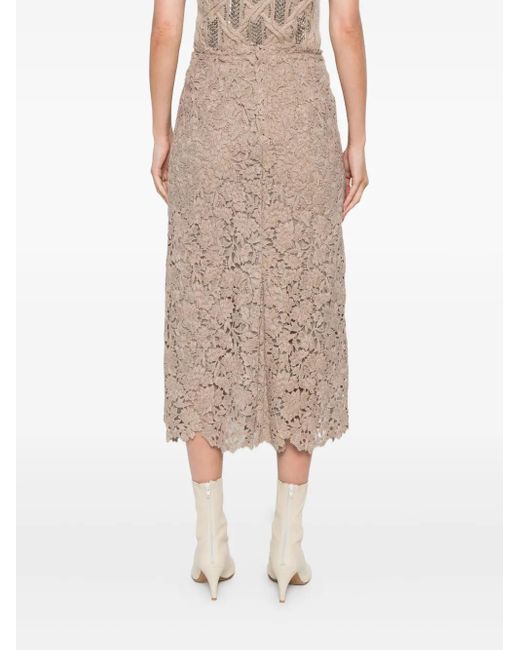 Gonna Midi A Fiori di Ermanno Scervino in Natural