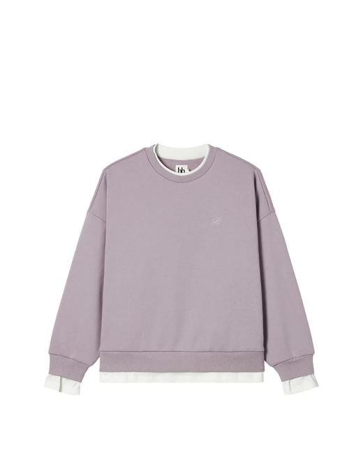 B+ AB Purple Logo-Embroidered Layered-Effect Sweater