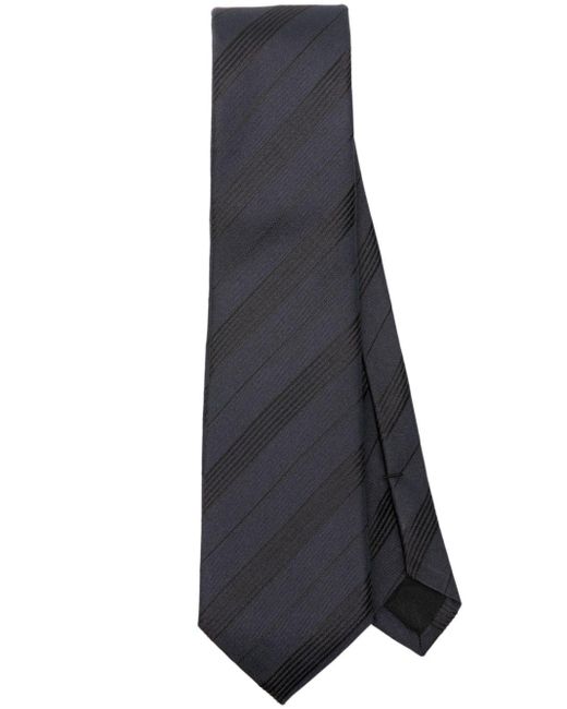 Saint Laurent Blue Striped Silk Tie for men
