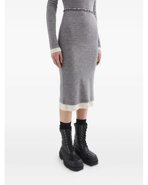 Jil Sander Gray Lightweight Wool Layered Skirt