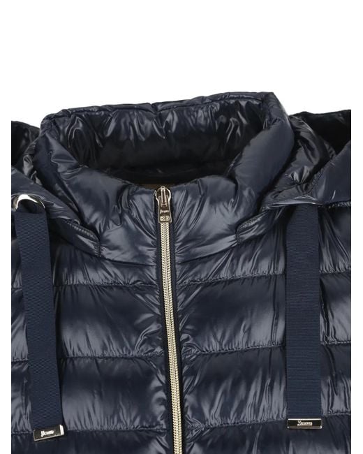 Herno Blue Hooded Quilted Jacket