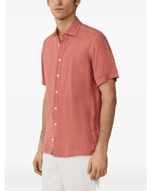 Hackett Red Garment-Dyed Linen Shirt for men