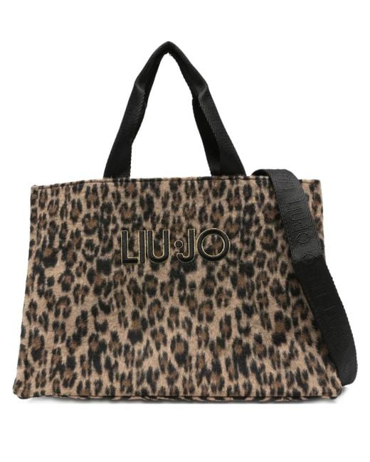 Liu Jo Black Leopard-Print Tote Bag