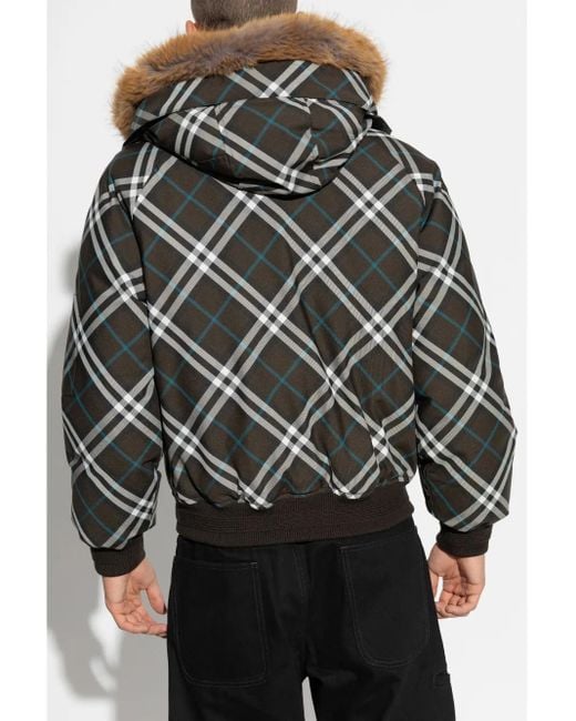 Burberry Gray Checked Padded Jacket for men