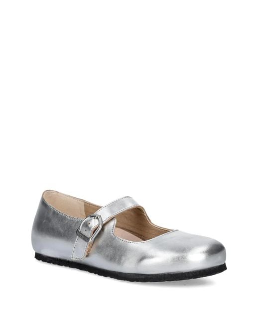 Birkenstock White Buckle-Fastening Ballet Flats