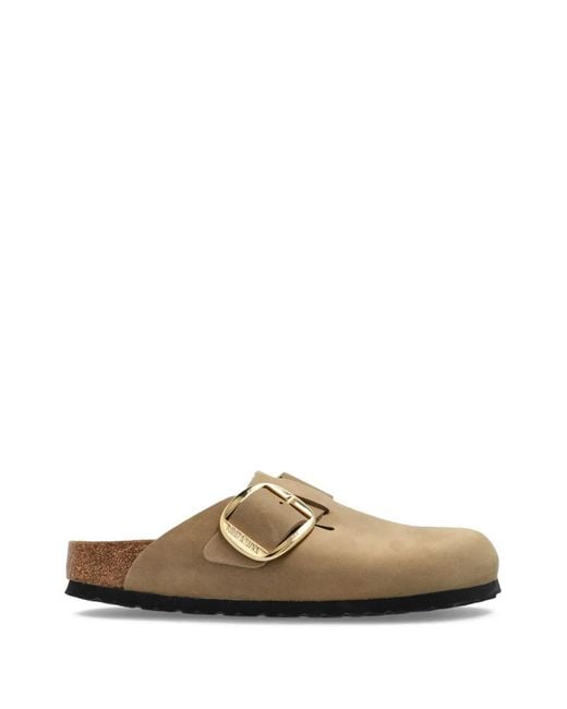 Birkenstock Brown Contoured Slip-On Sandals With-Tone Buckle
