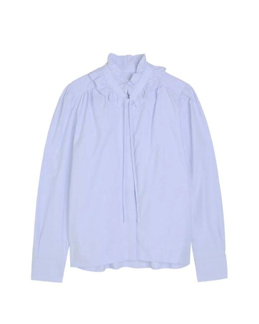 Citizens of Humanity Blue Calista Frilled Cotton Blouse