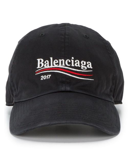 Balenciaga Campaign Logo Embroidered Hat in Black for Men | Lyst