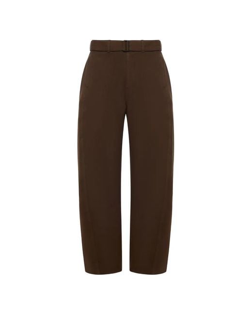 Lemaire Brown Belted Vertical-Seam Trousers