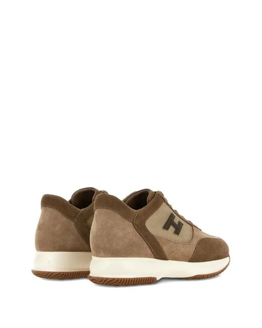 Hogan Brown Interactive Logo-Patch Sneakers for men