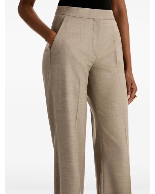 Oscar de la Renta Natural Wool-Blend Wide-Leg Pant