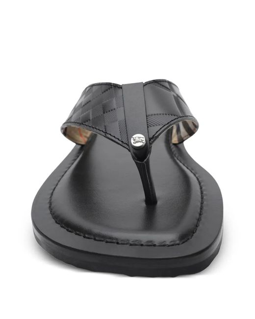 Burberry Black Embossed Check Leather Pavilion Sandals for men