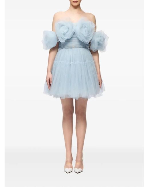 Ana Radu Blue Tulle Off-Shoulder Dress