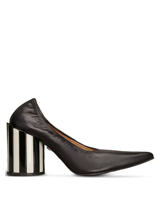 AMI Black Pointed-toe Pleated Pumps
