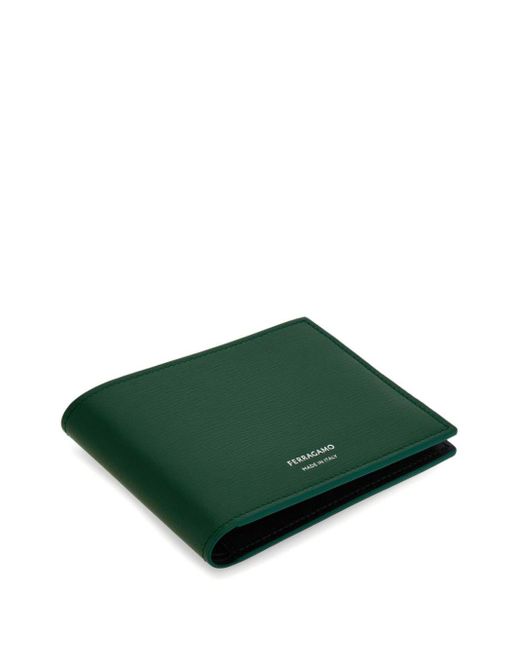Ferragamo Green Classic Bi-fold Leather Wallet for men
