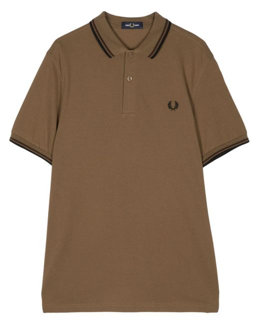 Fred Perry Brown Embroidered-logo Polo Shirt for men