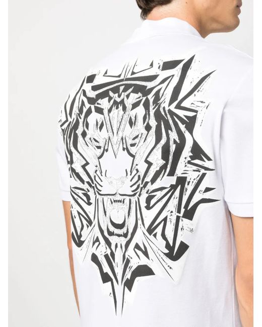 Philipp Plein White Ss Thunder Tiger Cotton Polo Shirt for men
