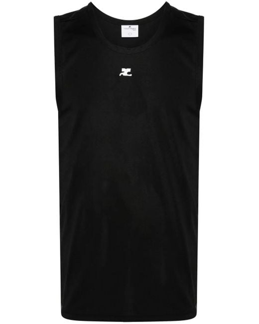 Courreges Black Logo-Appliqué Top for men