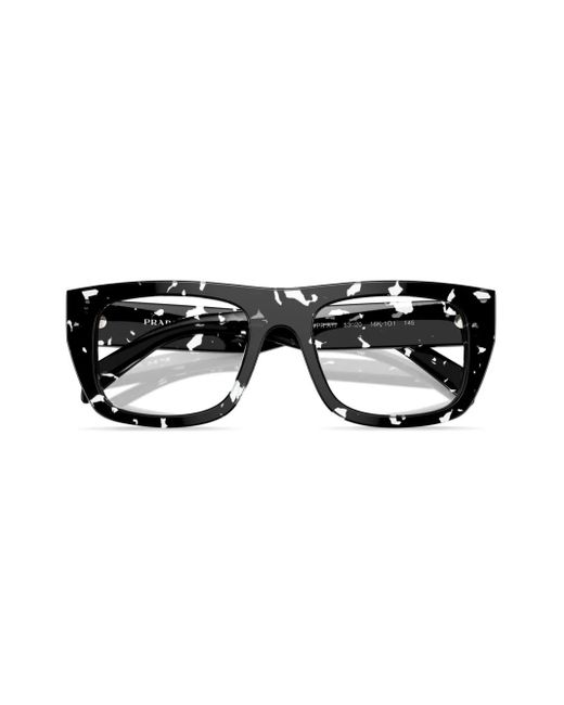 Prada Black Tortoiseshell Rectangle-Frame Glasses