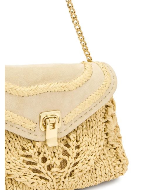 Ermanno Scervino Metallic Joy Raffia Suede Shoulder Bag