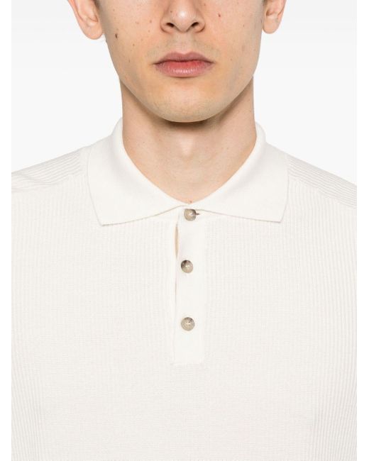 Peserico White Ribbed Cotton Polo Shirt for men