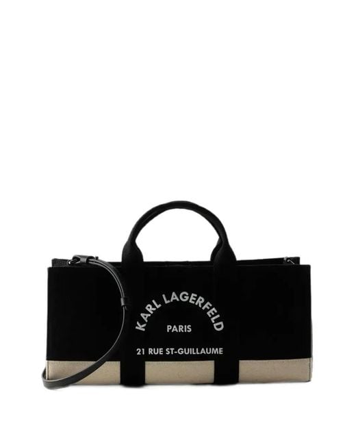 Karl Lagerfeld Black Rue St-Guillaume Logo-Print Tote Bag