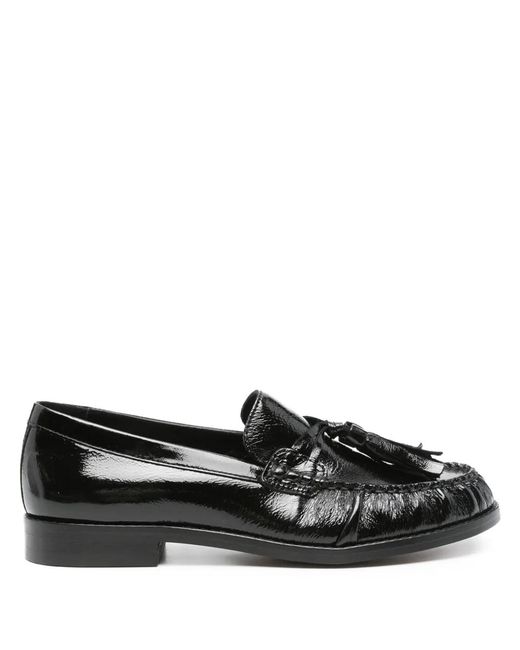 Alohas Black Tassel-Detail Leather Loafers