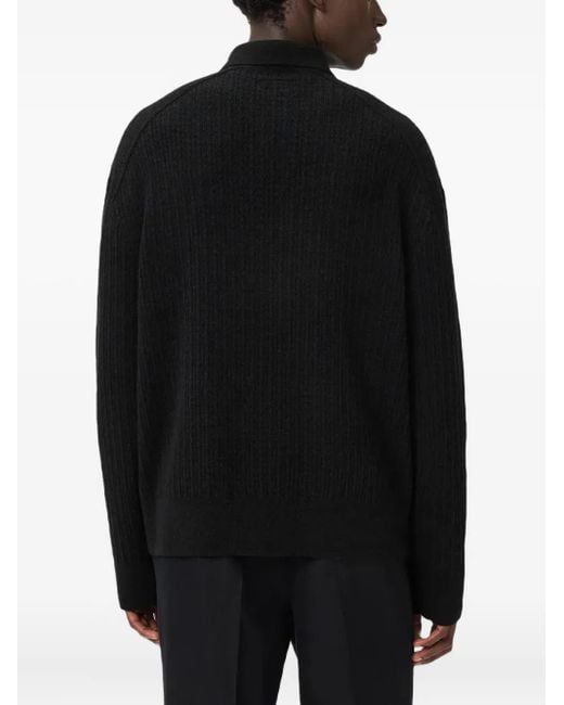 AllSaints Black Wren Frayed-Edge Single-Breasted Blazer for men