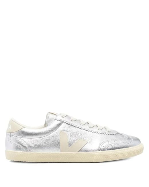 Veja White Tone Sneakers With Logo Patch