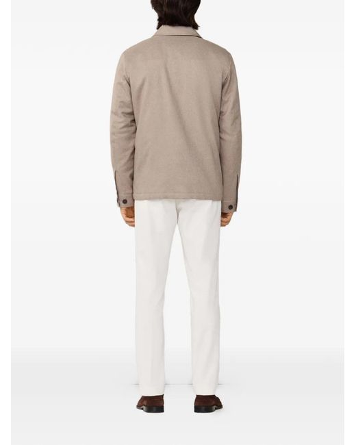 Hackett Brown Herringbone-Pattern Padded Overshirt for men