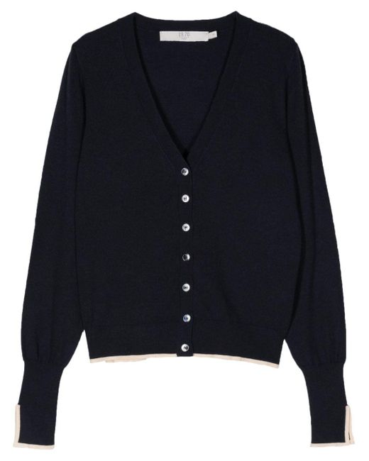 Seventy Blue Contrasting-Trim Cardigan