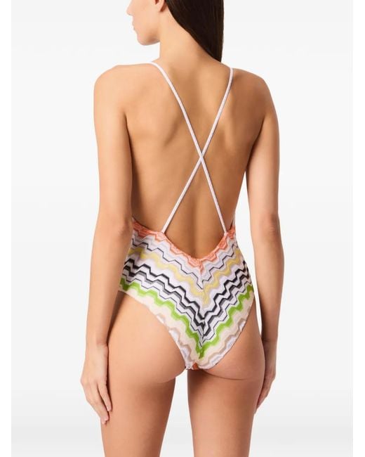 Missoni White Chevron-Pattern Swimsuit