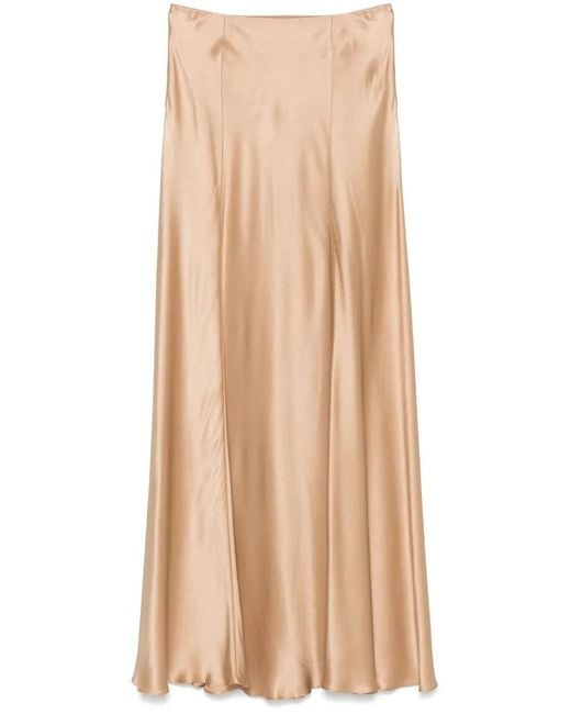 Alberta Ferretti Natural Satin Maxi Skirt