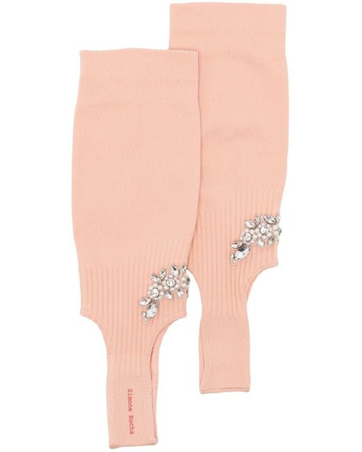Simone Rocha Pink Cluster Flower Stirrup Socks