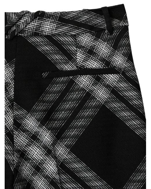 Burberry Black Double Pleated Checkered Palazzo Pants