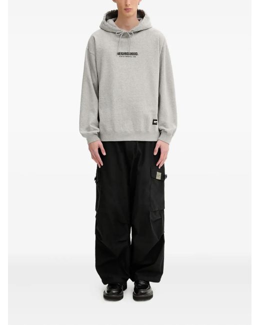 Neighborhood Gray Logo-Appliqué Hoodie for men