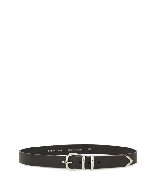 sunflower White Leather Buckle-Fastening Belt for men
