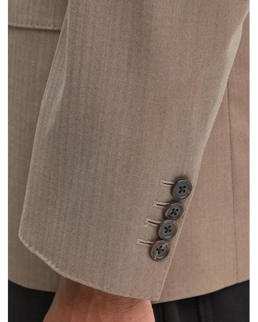 Wacko Maria Natural Herringbone Buttoned Blazer for men