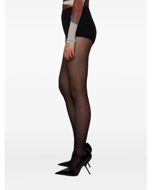 ÉTERNE High-Waist Geribbelde Shorts in het Black
