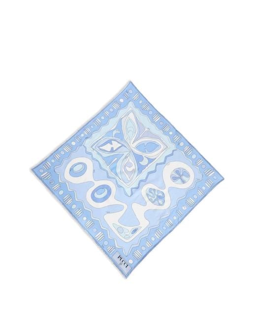 Emilio Pucci Blue Angoli-Print Cotton Square Scarf