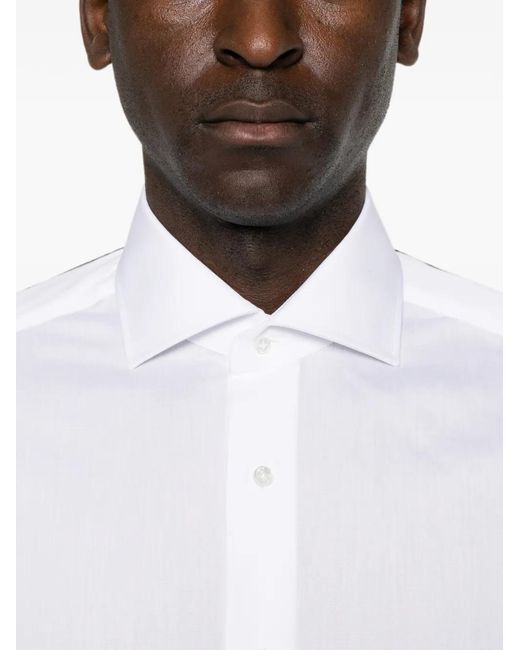 Barba Napoli White Long-Sleeve Button-Up Shirt for men