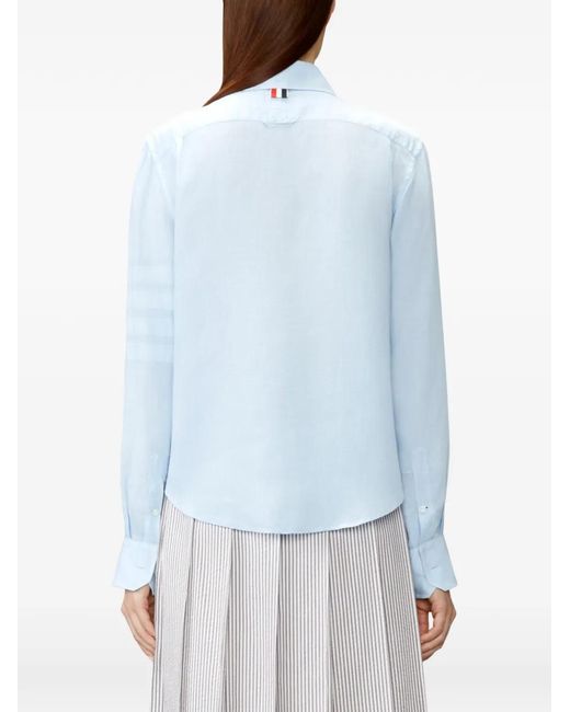 Thom Browne Blue 4-Bar Linen Shirt