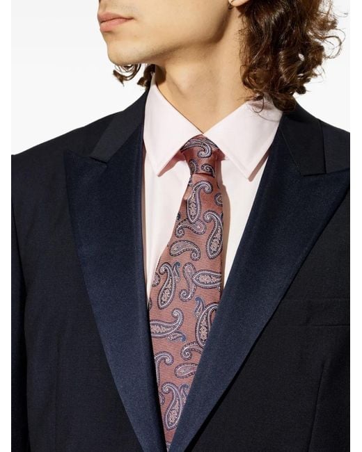 Etro Purple Paisley-Print Silk Tie for men