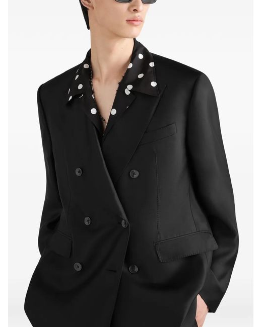 Dolce & Gabbana Black Sicilia Light Double-Breasted Silk Twill Jacket for men