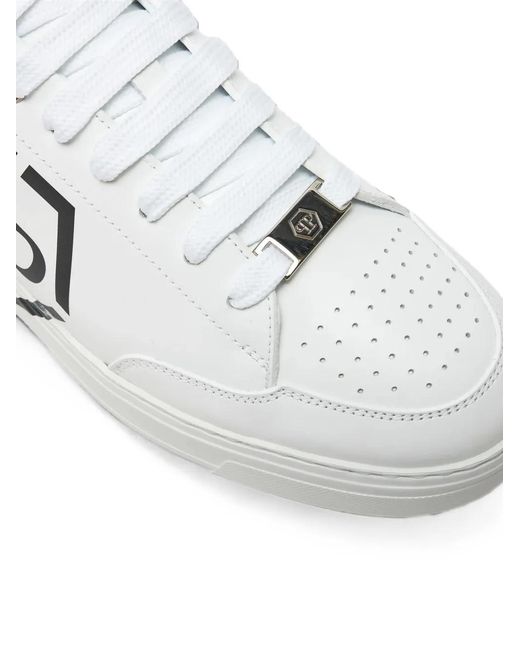 Philipp Plein White Hexagon Logo-Print Sneakers for men