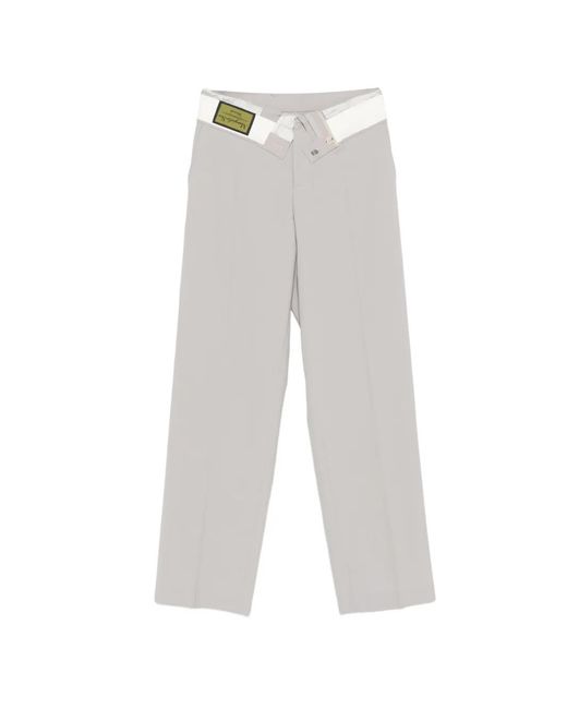 MM6 by Maison Margiela White Asymmetric-Waistband Trousers